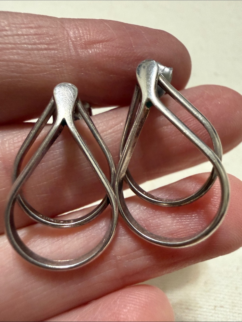 Sterling Silver 925 Teardrop Loop Earrings